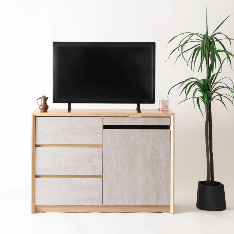 キャビネット サイドボード リビング 収納 棚 木製 チェスト 幅100cm ガラス 扉付き 北欧 グレー 天然木 おしゃれ スリム 大理石柄 ナチュラル モダン form 東谷 | 東谷 | 17