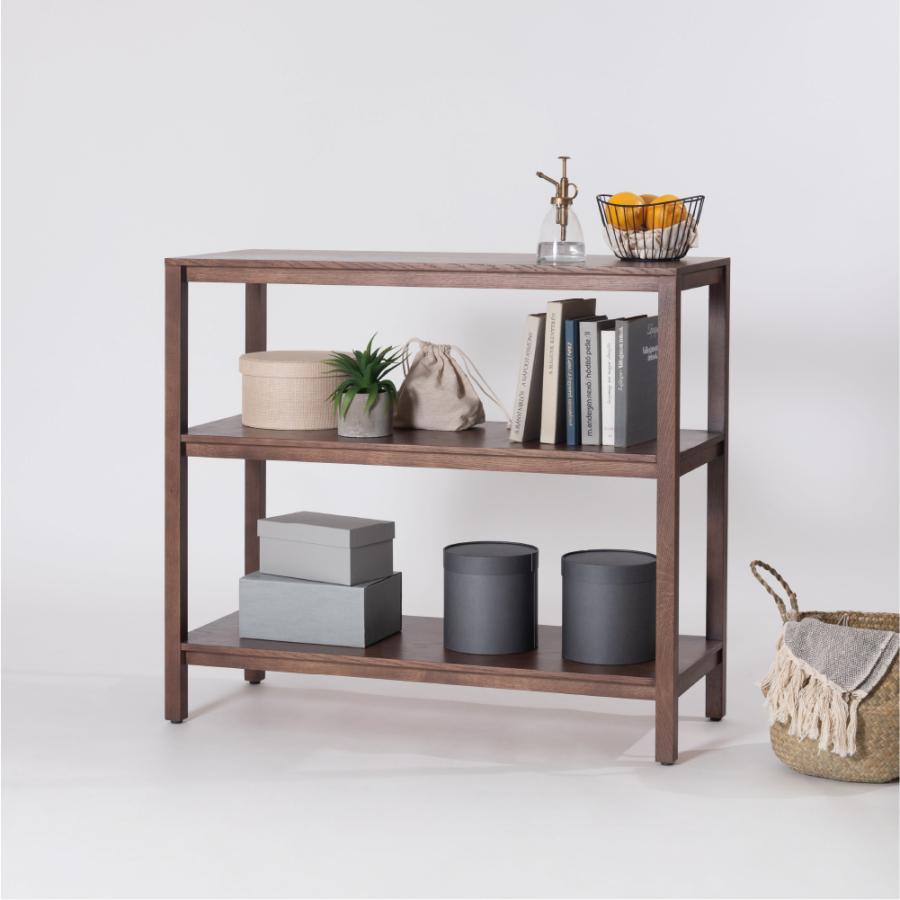 棚 ラック 幅90cm オープンラック オープンシェルフ シェルフ 収納 おしゃれ 木製 飾り棚 ウッド ディスプレイ 本棚 スリム 3段 ブラウン ナチュラル  form 東谷 | 東谷 | 15
