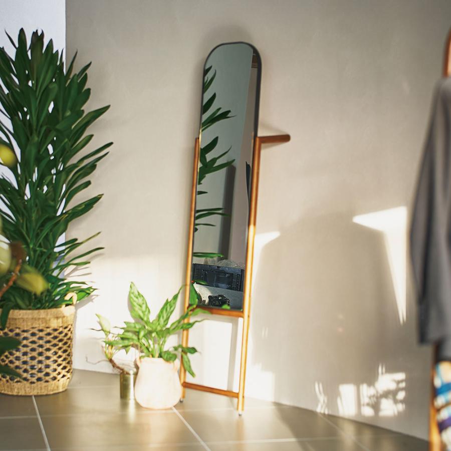 東谷 姿見 全身鏡 スタンドミラー おしゃれ ハンガー 木 アーチ ミラー
