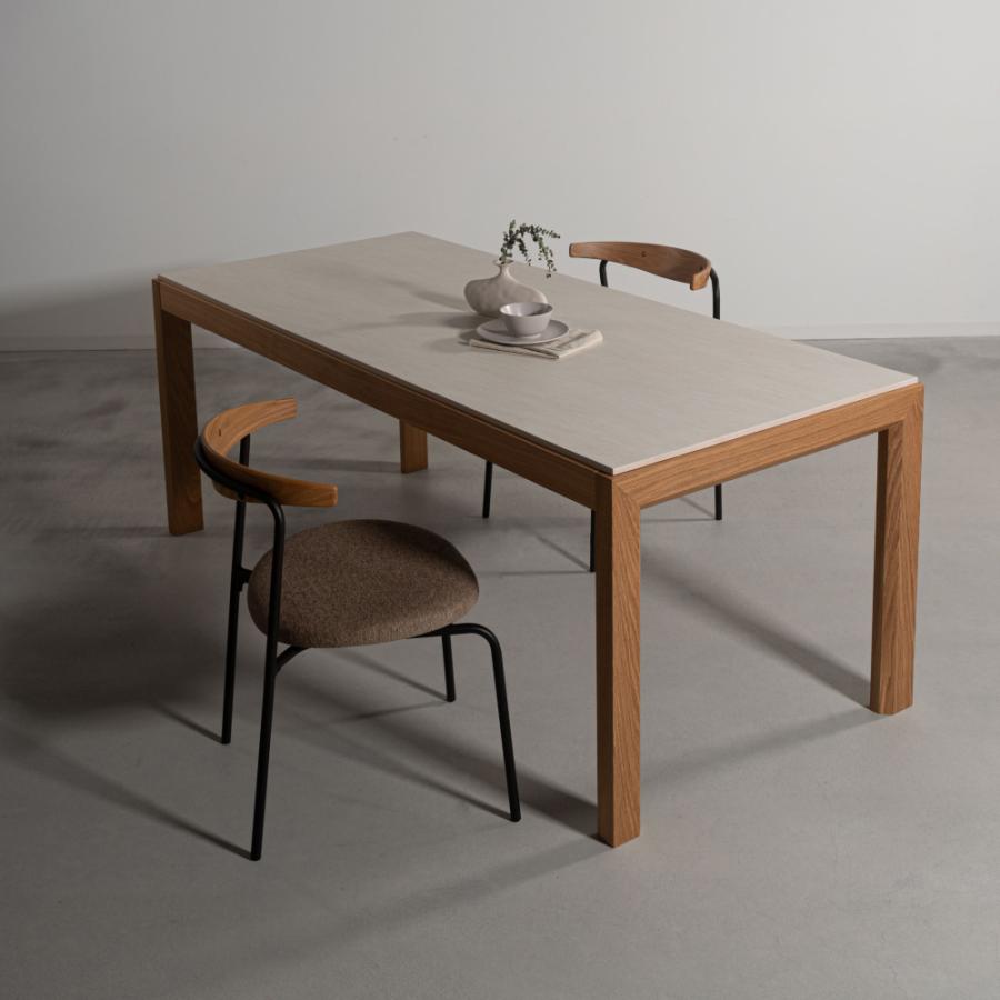 ダイニングテーブル 幅180cm 食卓机 長方形 四角 角型 4人掛け モルタル調 石目調 ストーン柄 木製 天然木 ワイド 大きい 北欧 ナチュラル ブラウン form 東谷 | 東谷 | 13