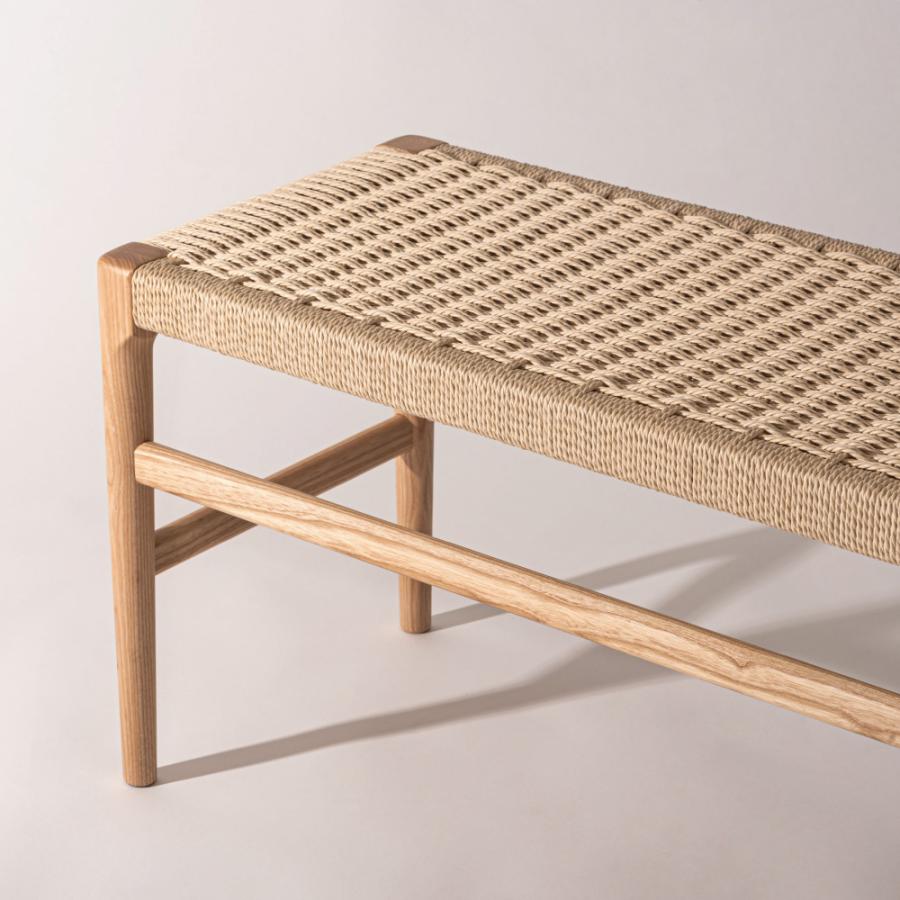 ダイニングベンチ 座面高44cm 長椅子 リビング イス ペーパーコード 鹿の子編み ナチュラル ブラック モダン シンプル 北欧 フットベンチ 木製 天然木 form 東谷 | 東谷 | 03