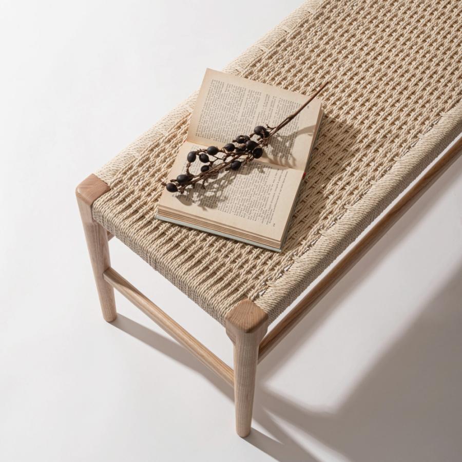 ダイニングベンチ 座面高44cm 長椅子 リビング イス ペーパーコード 鹿の子編み ナチュラル ブラック モダン シンプル 北欧 フットベンチ 木製 天然木 form 東谷 | 東谷 | 10