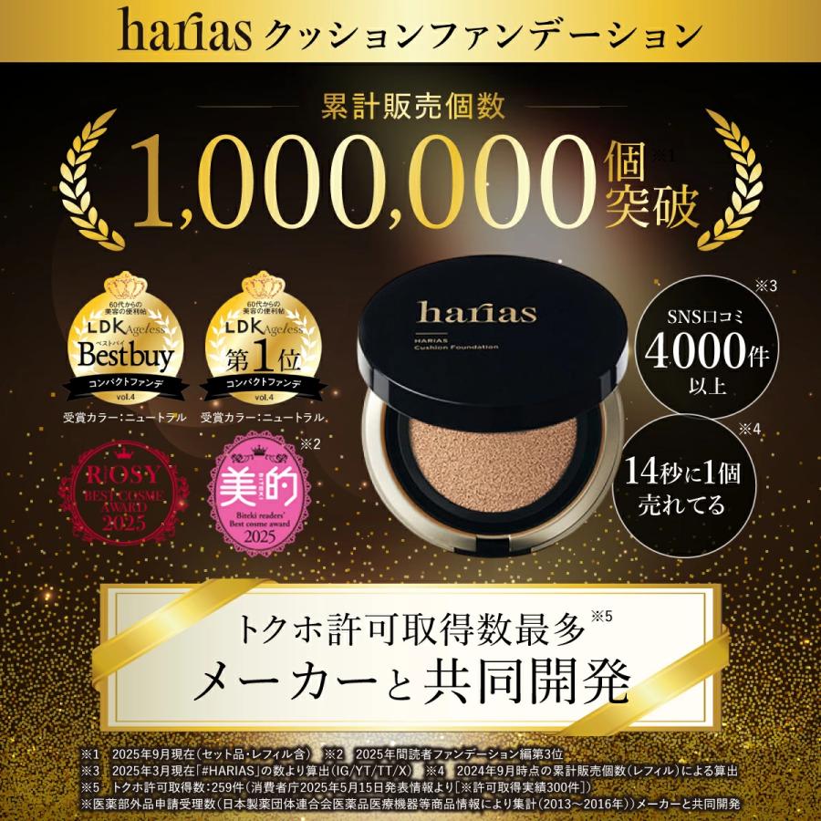 HARIAS（ハリアス） (公式) 2個セット 薬用クッションファンデーション
