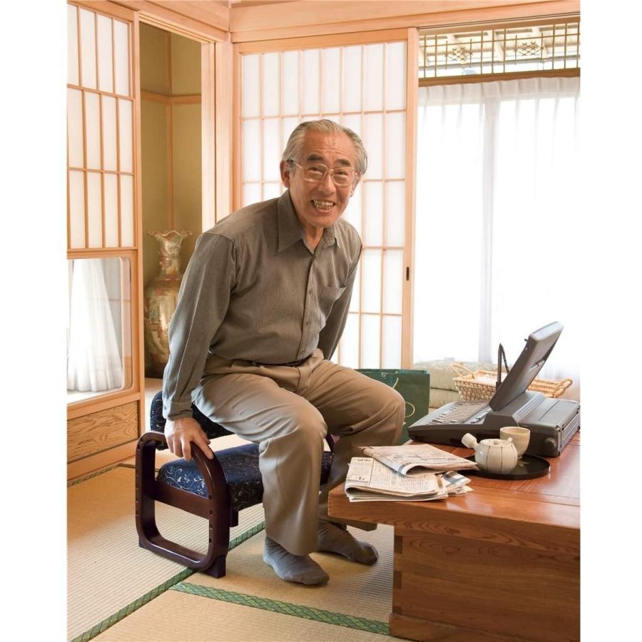 思いやり座敷椅子 紺（コジット）座椅子 高座椅子 膝痛 法事 シニア 膝痛 組立式 正座椅子 立ち座りサポート アームチェア 座いす