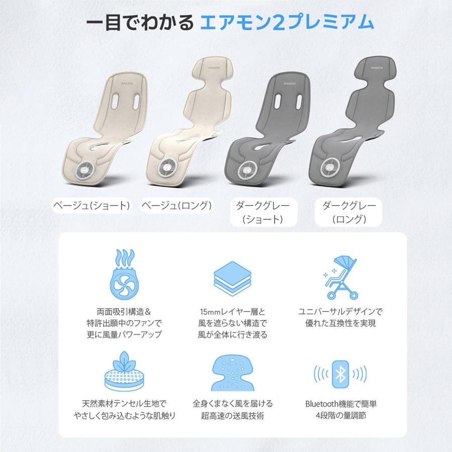 エアモン2プレミアム 送風ファン付きクーリングマット ダークグレー