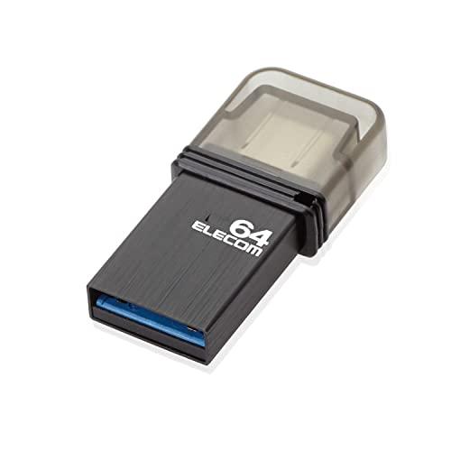 エレコム USBメモリ 64GB USB3.0 タイプC キャップ付 ブラック MF-CAU3164GBK USBメモリ