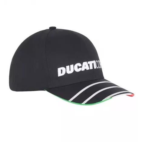 【セール】 ドゥカティ オフィシャル DUCATI CORSE チーム ベースボール キャップ イタリアフラッグ / ブラック 帽子 MotoGP バイク｜formula-sports
