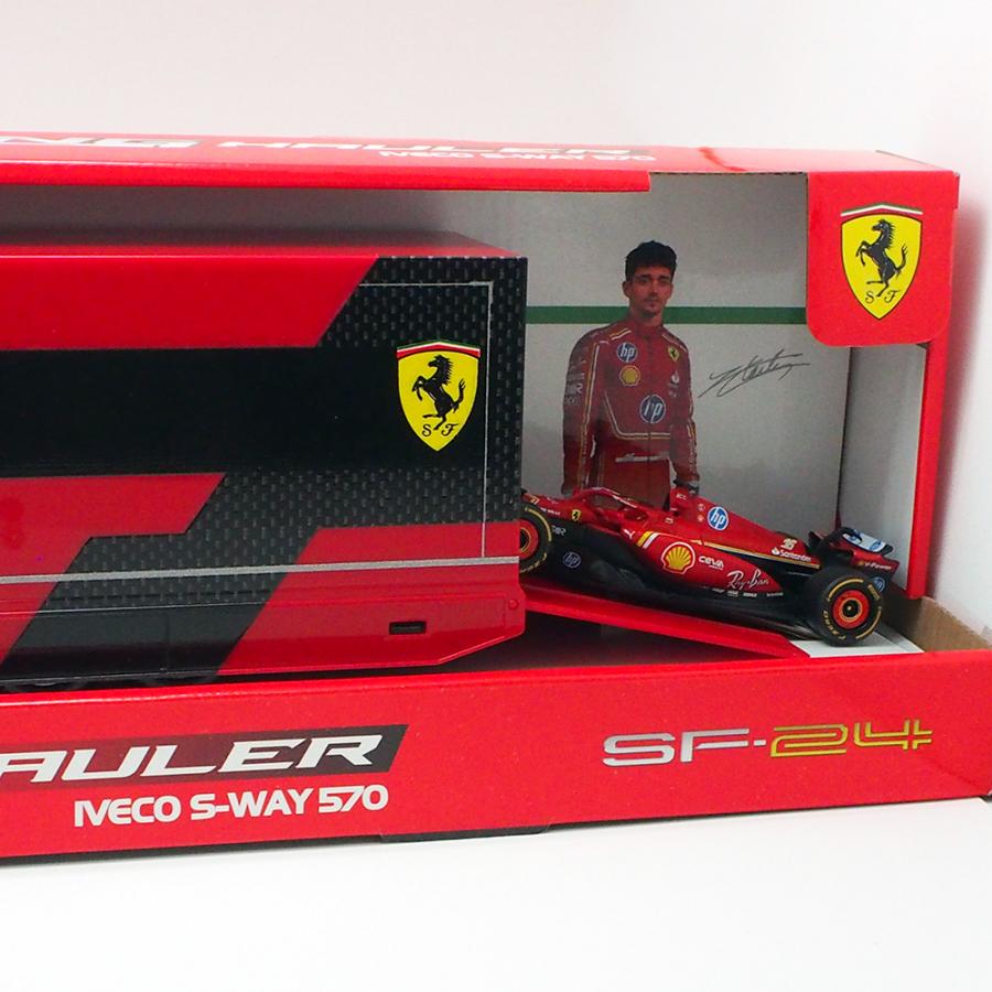 ブラゴ 1/43 イベコ S-Way 570 トランスポーター \u0026 スクーデリア フェラーリ SF-24 #16 シャルル ルクレール 模型 ミニチュア モデルカー F1 36867の画像