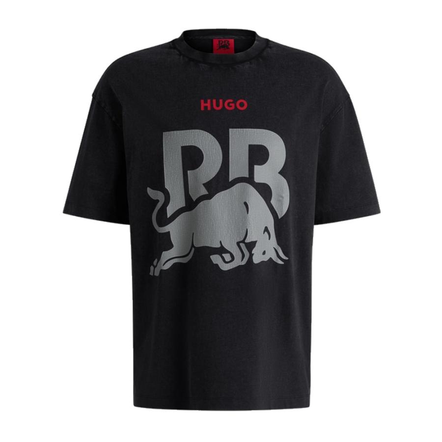HUGO 2025 レーシングブルズ チーム ウォッシュド ファン Tシャツ ブラック Racing Bulls F1 : Formula ...