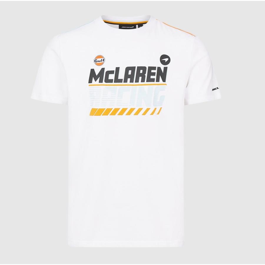 人気TOP チーム F1 マクラーレン 2021 オフィシャル McLaren 白 ホワイト Tシャツ グラフィック ガルフ Gulf 半袖