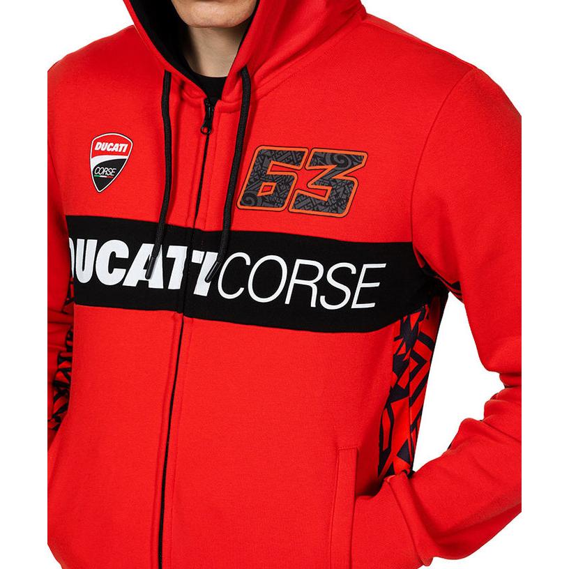 ドゥカティ コルセ オフィシャル DUCATI #63 フランチェスコ バニャイア フルジップ フーディー レッド 赤 公式 MotoGP｜formula-sports｜06
