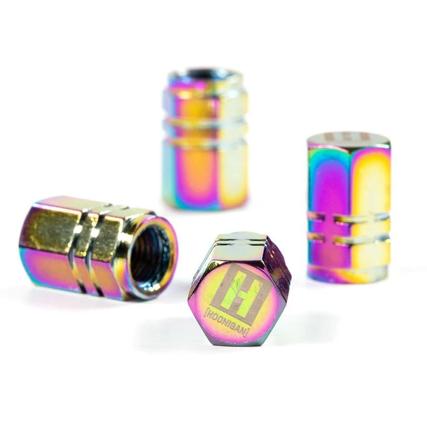 フーニガン オフィシャル HOONIGAN H BOX タイヤ バルブ キャップ セット バーント チタニウム ワンポイント ホイール ドレス