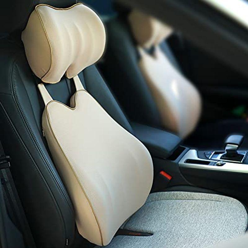 高い素材 低反発腰クッション 首 ヘッドレストランバーサポート ネックパッド 車 クッション 60d高密度 低反発 腰サポート 背もたれ 頸椎サポート 人気特価激安 Fsl Gabon Com