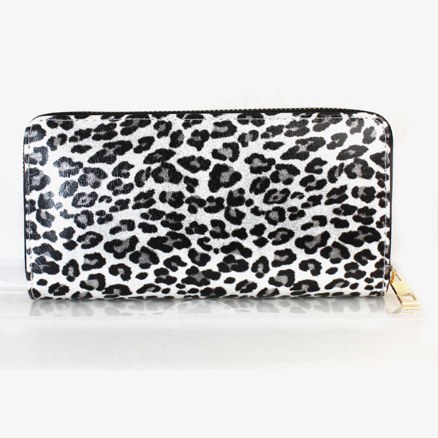ヒョウ柄ラウンドファスナー長財布 12603 SV レディース財布 メンズ