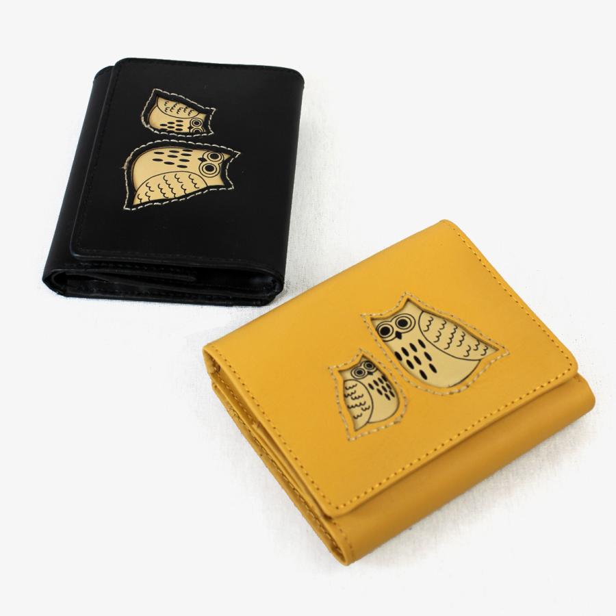 ふくろう フクロウ 二つ折財布 2W17 ボックス小銭入れ付 ふくろう フクロウ 二つ折財布 2W17 ボックス小銭入れ付