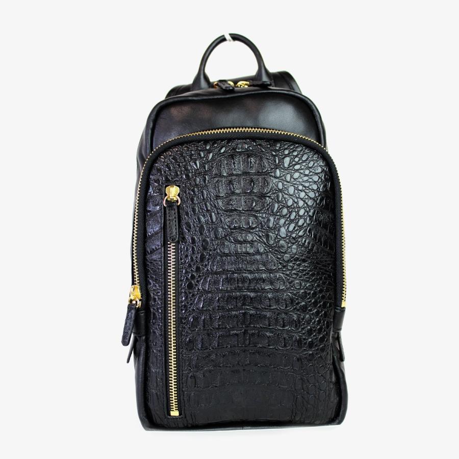 PROVENZANO カイマン ボディバッグ ブラック CAIMAN 740-4511cm ワニ革