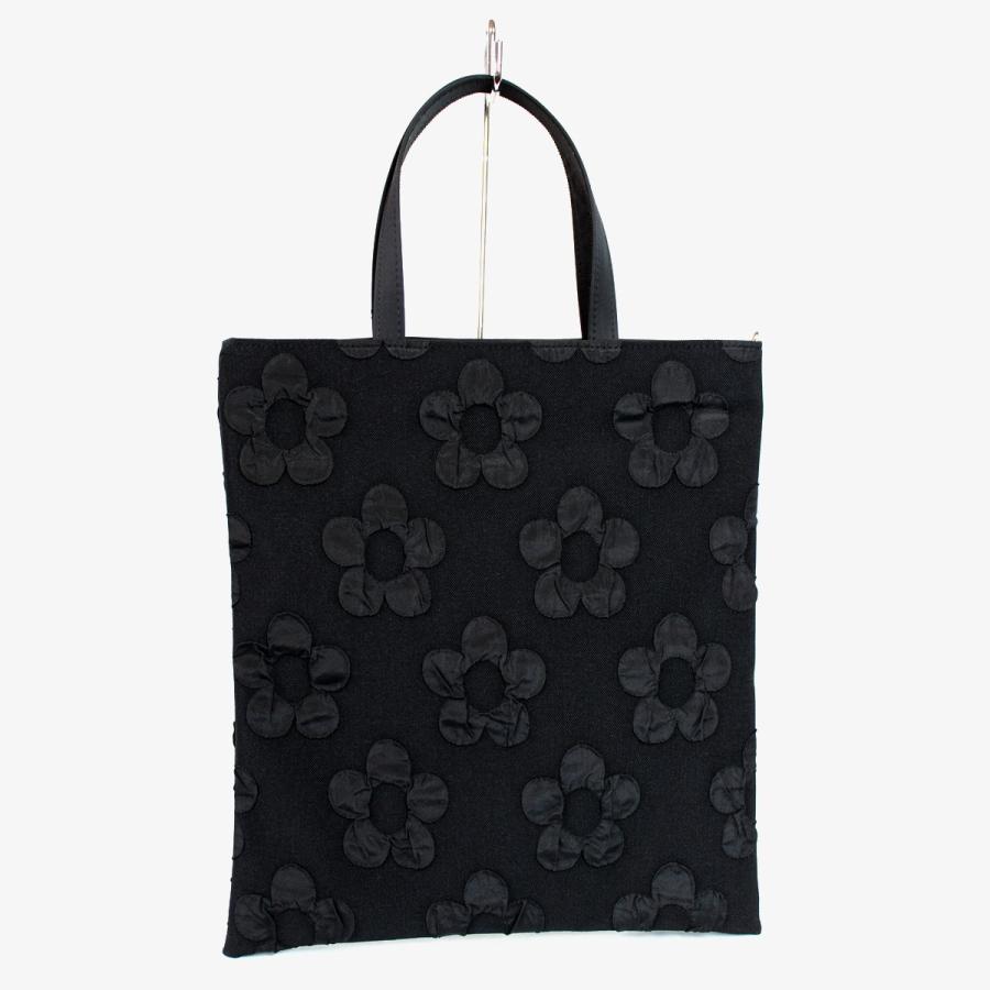 はんび　トートバッグ　ハンドメイド　ブラック　パープル パンクリエーション ククレ花 天ファスナー 手提げバッグ 日本製