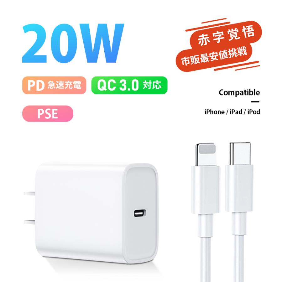iPhone 充電器 iphone17e ケーブルセット PD充電器 20W 急速充電器
