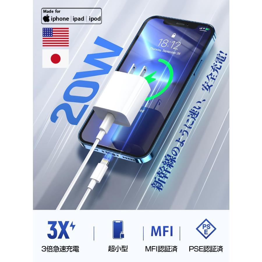 iPhone 充電器 iphone17e ケーブルセット PD充電器 20W 急速充電器