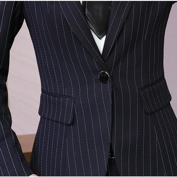 ロートレ　黒ストライプ　40 パンツスーツ ブラック シルク混 スーツ ストレートパンツ シャドーストライプ