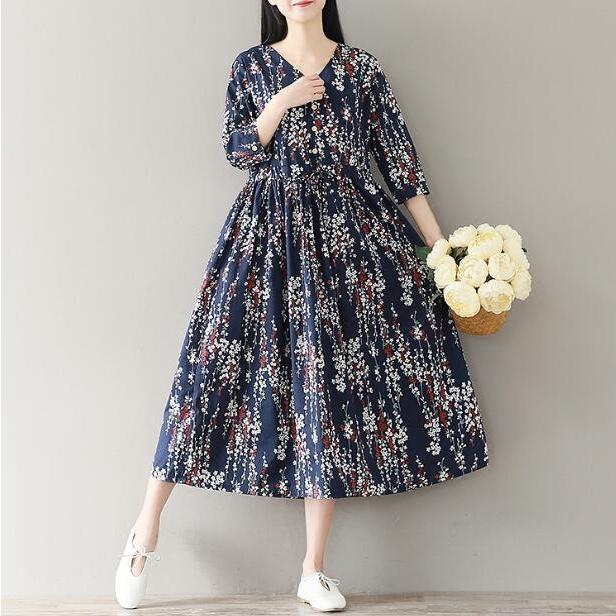マキシワンピース レディース ロングワンピ クラシック風 花柄 ゆったり 五分袖ロングワンピース 可愛いvネック 森ガール 春夏 Best 323 Gemma 通販 Yahoo ショッピング