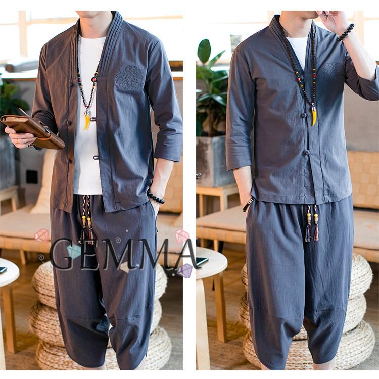 セットアップ メンズ ジャージ 春秋新作 チャイナ服 メンズ 上下セット 7分袖 羽織 サルエル 夏服 上下 クロップドパンツ 男性 カジュアル Mai 1010 Gemma 通販 Yahoo ショッピング