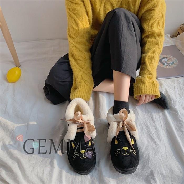 ムートンブーツ ショートブーツ レディース ブーツ スノーブーツ 可愛い猫 裏ボア 保温 雪対応防寒 ローヒール 学生 秋冬 Mai 2336 Gemma 通販 Yahoo ショッピング