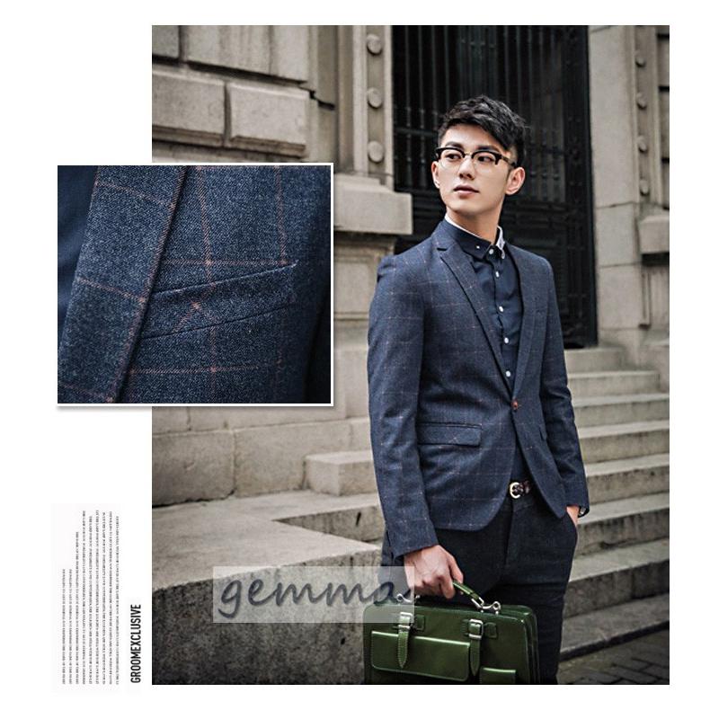 春先取りの 春秋アウター メンズ テーラードジャケット ビジネス通勤 新作 春秋 オフィス カジュアル コート チェック柄 Olテーラードジャケットショート丈 その他スーツ フォーマル サイズ M Www Oroagri Eu