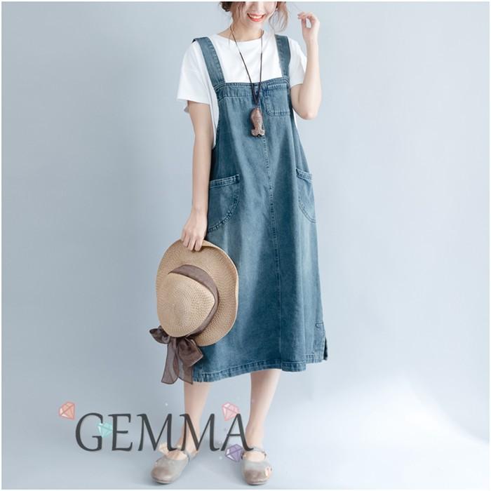 デニム マキシ丈 スカート サロペット ワンピース ジャンパースカート オールインワン オーバーオール ジーンズ ブルー デニムワンピース L Xl 一番人気物