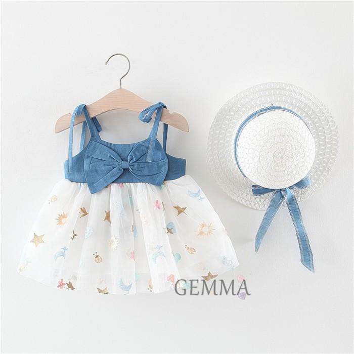 子供服 ミニ丈 ワンピース 女の子 ワンピース 赤ちゃん キッズ 夏 海 帽子付き 2点セット 可愛いドレス 綿 コットン 1 3歳 70 100cm Mai 2869 Gemma 通販 Yahoo ショッピング