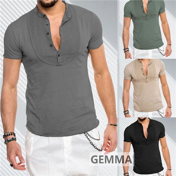 綿麻ｔシャツ リネンシャツ 半袖 Tシャツ メンズ トップス ｖネック 夏物 Tシャツ メンズtシャツ カジュアル おしゃれ 欧米風 トップス 無地 父の日 Mai 3009 Gemma 通販 Yahoo ショッピング