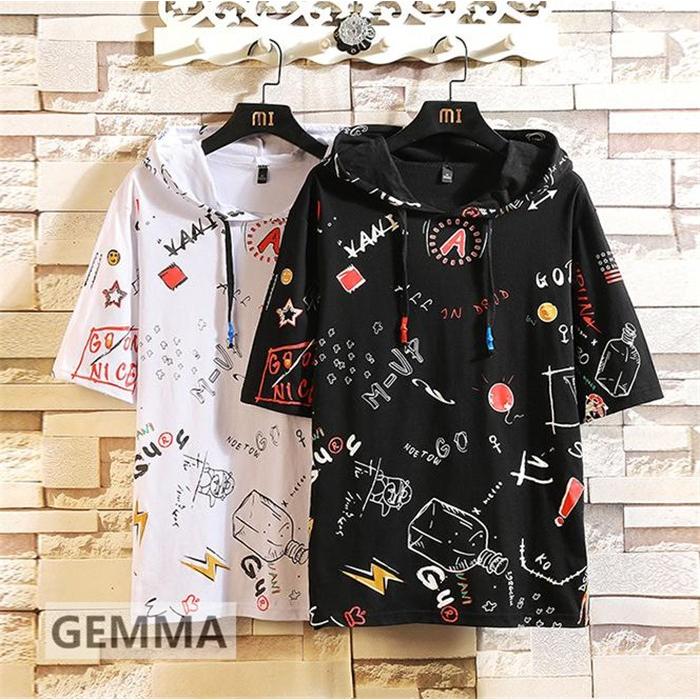 パーカー メンズ 夏用 薄手 半袖パーカー 落書き カジュアル 切り替え 夏パーカー おしゃれ フード付き 大きいサイズ 夏 父の日 Mai 3017 Gemma 通販 Yahoo ショッピング