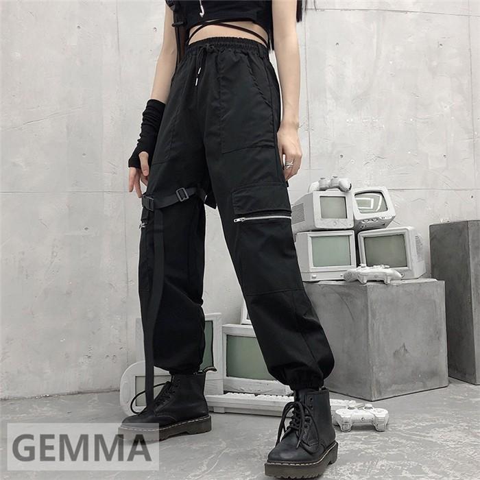 カーゴパンツ レディース ゴムウエスト パンツ Bf風 かっこういい ハイウエスト 薄手 着痩せ ブラック ワイドパンツ 夏 ストリート風 ゆるい Mai 3034 Gemma 通販 Yahoo ショッピング