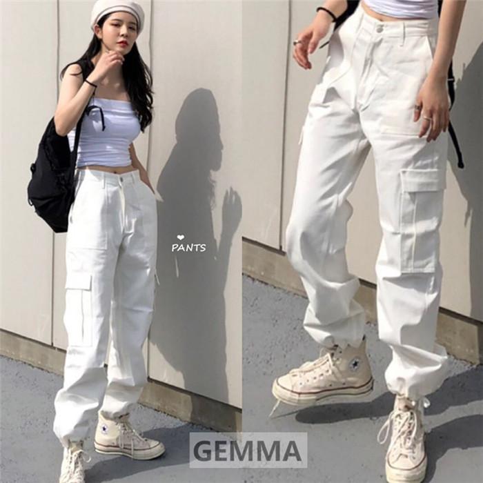 カーゴパンツ レディース ボトムス BF風 hiphop 着痩せ ヒップホップ