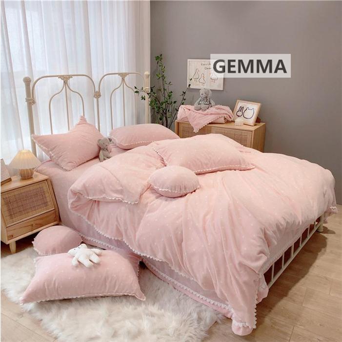 布団カバー 4点セット ベッドカバー ドット 水玉 ふわふわ