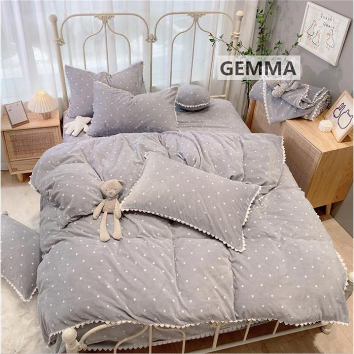 布団カバー 4点セット ベッドカバー ドット 水玉 ふわふわ