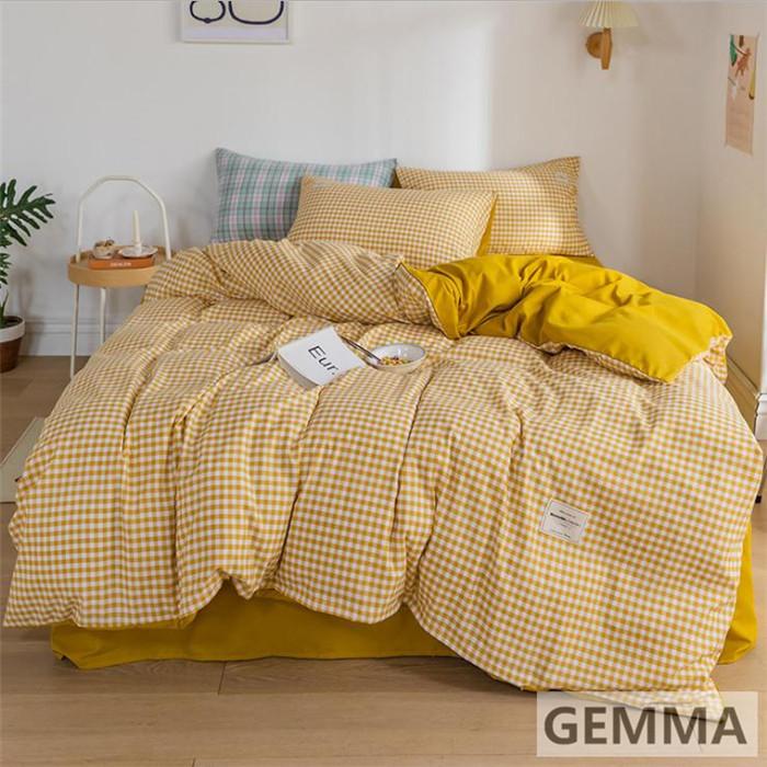 布団カバー ベッドカバー 4点セット 格子縞 チェック柄 シンプル