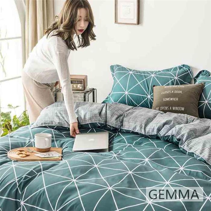 布団カバー 4点セット シングル シンプル 格子縞 チェック柄 通気