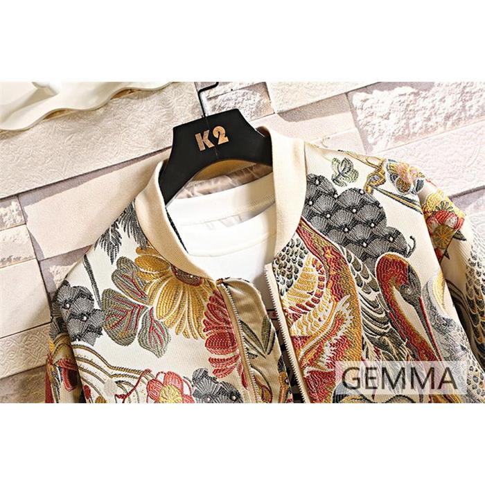 ジャンパー メンズ ブルゾン スカジャン 全体 刺繍 ジャケット 春