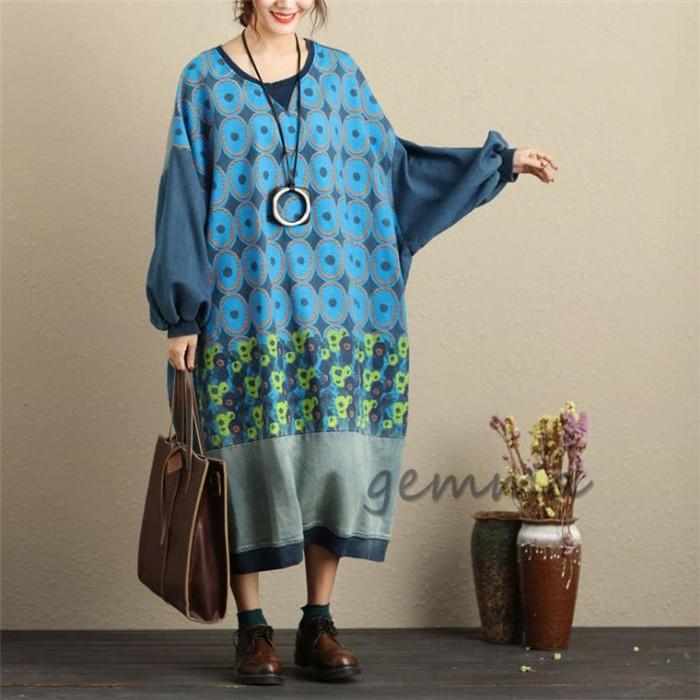 ロングワンピース パーカーワンピース レディース ゆったり ワンピース 復古 文芸 ドルマンスリーブ ママワンピース 春新作 30代40代 Mai 466 Gemma 通販 Yahoo ショッピング