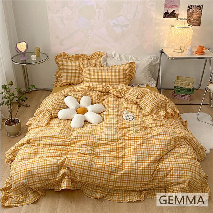 布団カバー 4点セット シンプル かわいい 格子縞 チェック柄 JK風