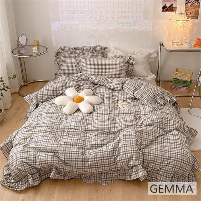 布団カバー 4点セット シンプル かわいい 格子縞 チェック柄 JK