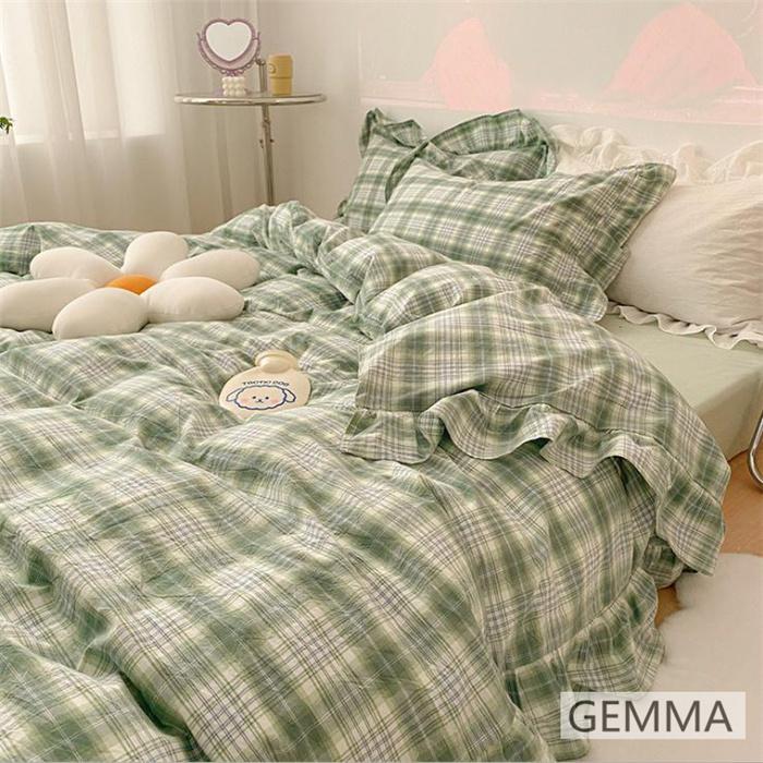 布団カバー 4点セット シンプル かわいい 格子縞 チェック柄 JK風