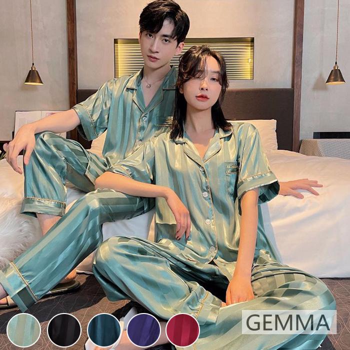 ペアパジャマ ルームウェア ペアルック 冷感 ストライブ カップル パジャマ プレゼント 部屋着 半袖 パンツ お揃い お祝い 彼女 彼氏 夫婦 記念日 0tpxlqekco ファッション Muzickail Edu Ba