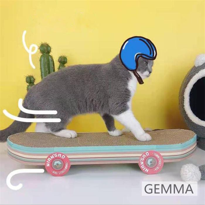 猫爪とぎ 爪磨き ペット用品 可愛い スケートボード形 おもちゃ ベッド 遊び ストレス解消 運動系猫ちゃん スケートボード猫 :mai