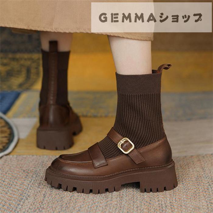 レディースブーツ ショートブーツ ニット靴下靴 ストレッチ 秋冬 厚底靴 5cm Pu 冬靴 美足 痩せ靴 ビジネス 通勤 通学 個性 Mai 5341 Gemma 通販 Yahoo ショッピング