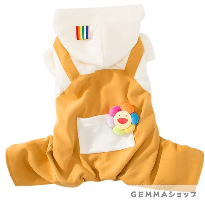 ペット服 パーカー サロペット風 重ね着風 裏起毛 秋冬 大型犬 中型犬