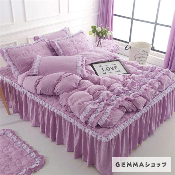 布団カバー 4点セット 掛け布団カバー 中綿 ベッドカバー スカート