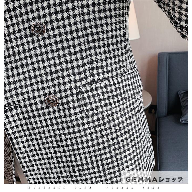FREAK'S STORE 千鳥格子×チェック柄　ダブルブレスト スーツ ツーピース ダブルブレスト 千鳥格子チェックスーツ 2カラー LB0879