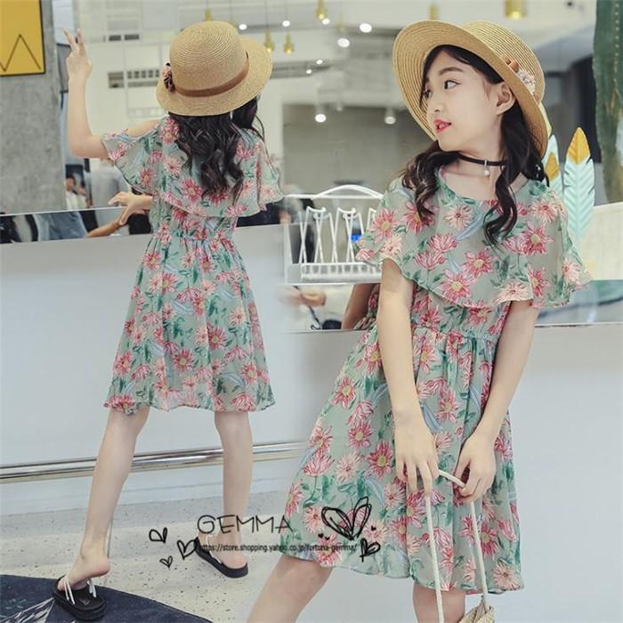 ワンピース 女の子 半袖 シフォンワンピース ミニ丈ワンピース 花柄 ドレス 子供服 出かけ 旅行 砂浜 夏物 1cm 170cm Fcekano Edu Ng